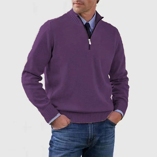 Men's Quarter Zip Sweater Knit Pullover Elegant Versatile