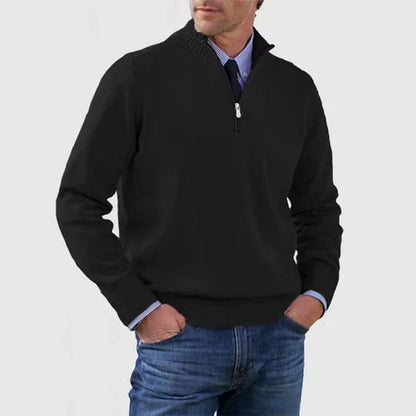 Men's Quarter Zip Sweater Knit Pullover Elegant Versatile