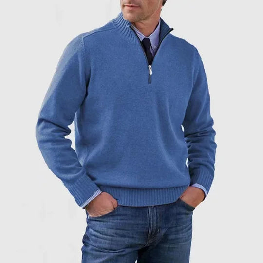Men's Quarter Zip Sweater Knit Pullover Elegant Versatile
