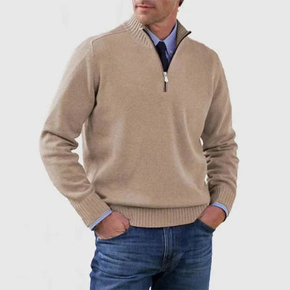 Men's Quarter Zip Sweater Knit Pullover Elegant Versatile
