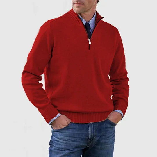 Men's Quarter Zip Sweater Knit Pullover Elegant Versatile