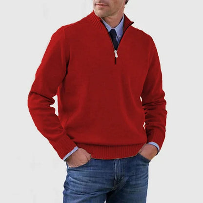 Men's Quarter Zip Sweater Knit Pullover Elegant Versatile