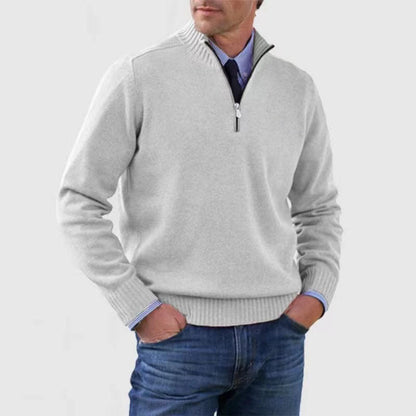Men's Quarter Zip Sweater Knit Pullover Elegant Versatile