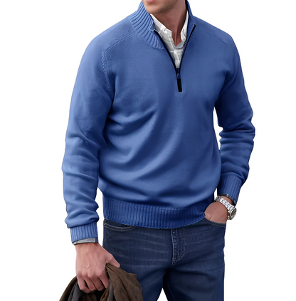 Men's Troyer Sweater Zip Neck Knit Pullover Comfortable