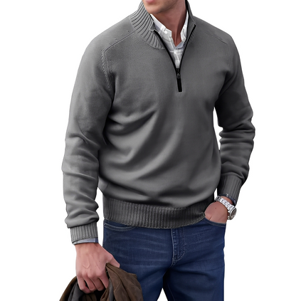 Men's Troyer Sweater Zip Neck Knit Pullover Comfortable