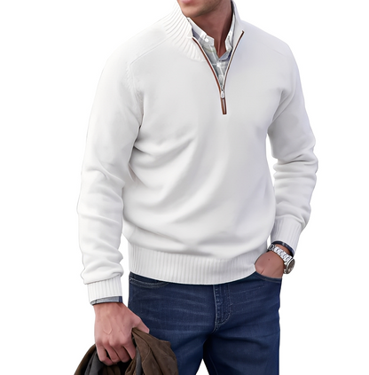 Men's Troyer Sweater Zip Neck Knit Pullover Comfortable