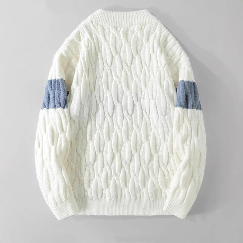 Men's Colour Block Knit Sweater Bold Modern Pullover Casual