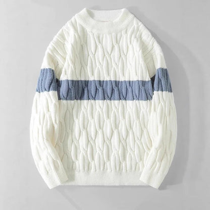 Men's Colour Block Knit Sweater Bold Modern Pullover Casual