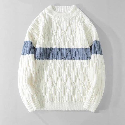 Men's Colour Block Knit Sweater Bold Modern Pullover Casual