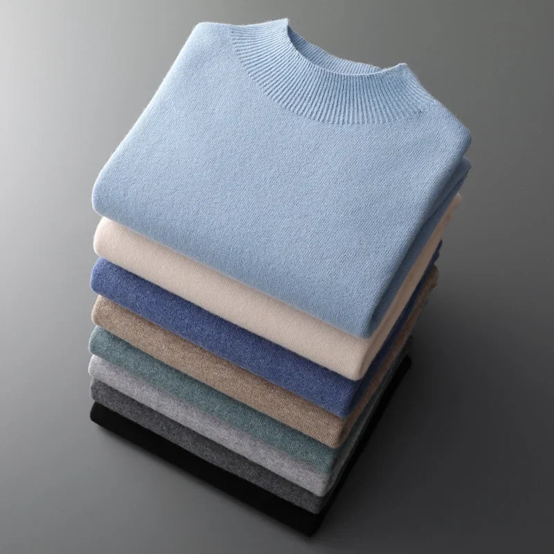 Men's Cashmere Half Neck Sweater Soft Warm Luxury Pullover Knit