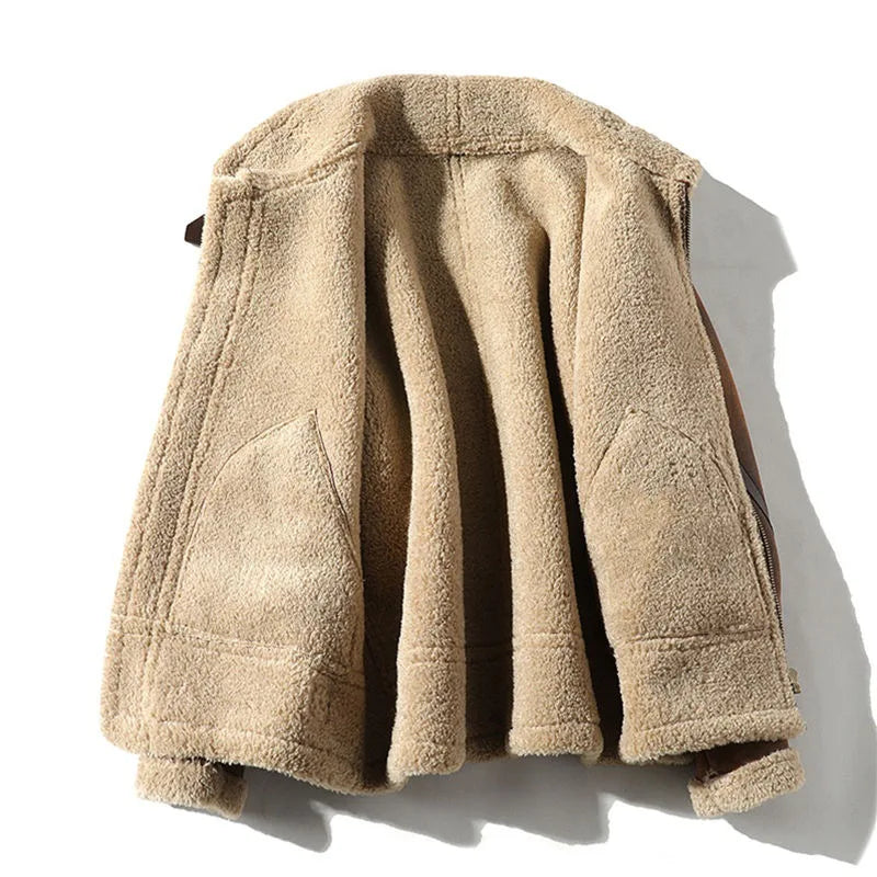 Men's Aviator Jacket Classic Brown Faux Leather Bomber Coat
