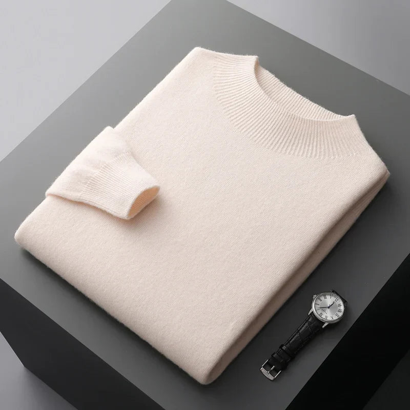 Men's Cashmere Half Neck Sweater Soft Warm Luxury Pullover Knit