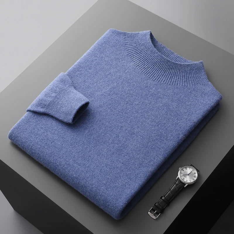 Men's Cashmere Half Neck Sweater Soft Warm Luxury Pullover Knit