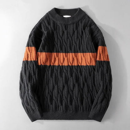 Men's Colour Block Knit Sweater Bold Modern Pullover Casual