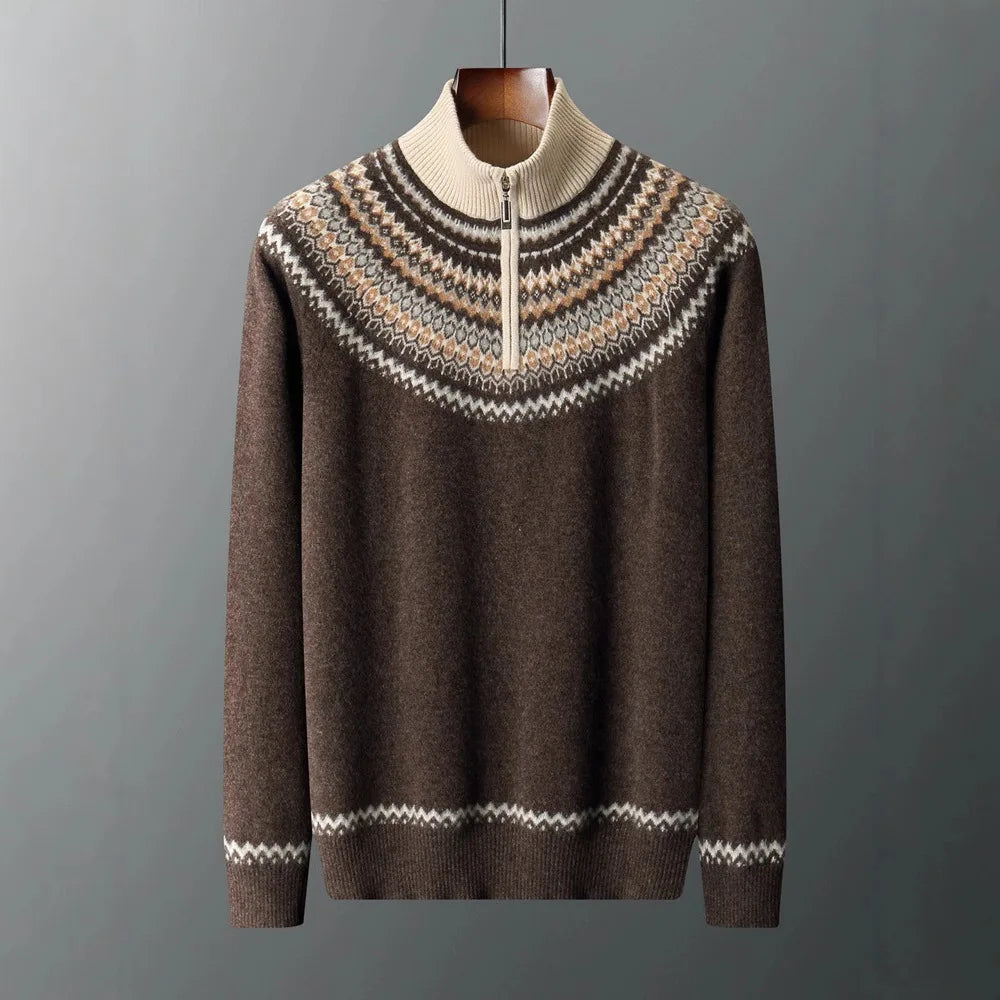 Men's Cashmere Half Zip Sweater Luxury Warm Pullover Premium Knit