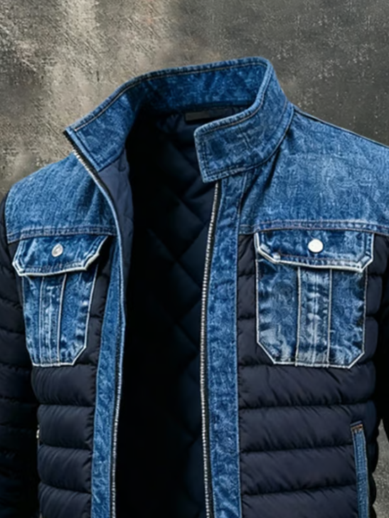 Men's Hybrid Quilted Denim Jacket Warm Winter Coat