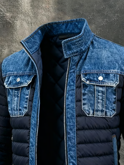 Men's Hybrid Quilted Denim Jacket Warm Winter Coat