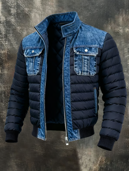 Men's Hybrid Quilted Denim Jacket Warm Winter Coat
