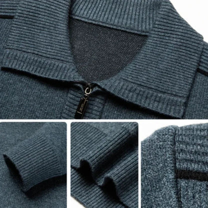 Men's Quarter Zip Sweater Premium Rich Tones Knit Pullover Warm