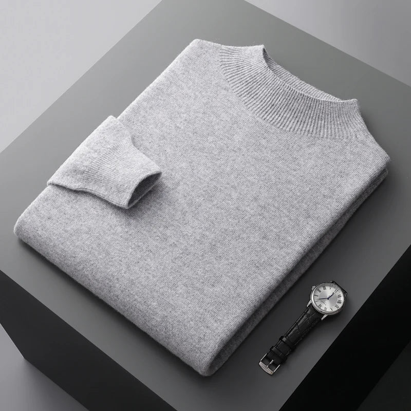 Men's Cashmere Half Neck Sweater Soft Warm Luxury Pullover Knit
