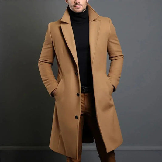 Men's Wool Blend Overcoat Classic Winter Coat Smart Casual Business