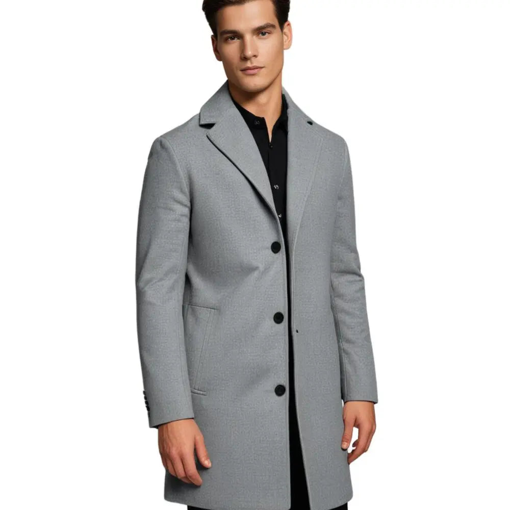 Men's Wool Blend Overcoat Classic Winter Coat Smart Casual Business
