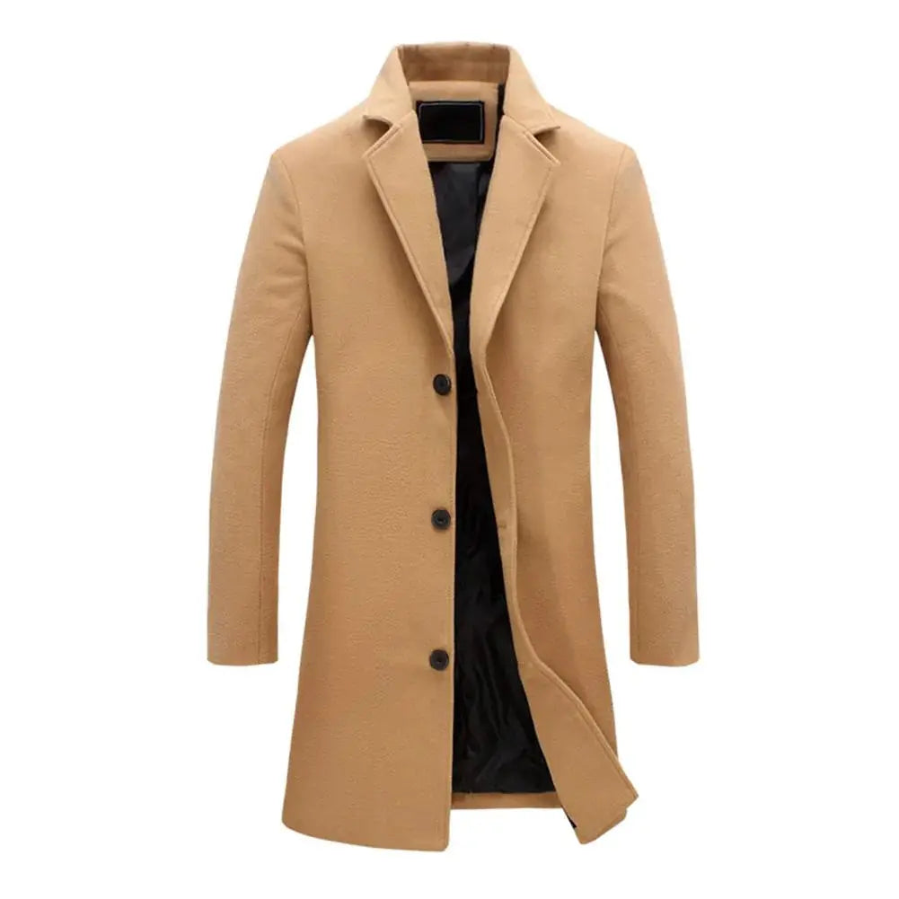 Men's Wool Blend Overcoat Classic Winter Coat Smart Casual Business