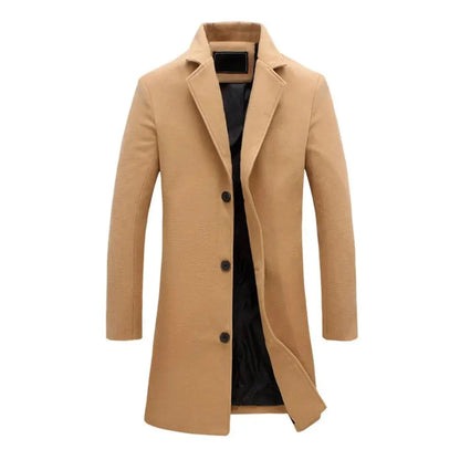 Men's Wool Blend Overcoat Classic Winter Coat Smart Casual Business