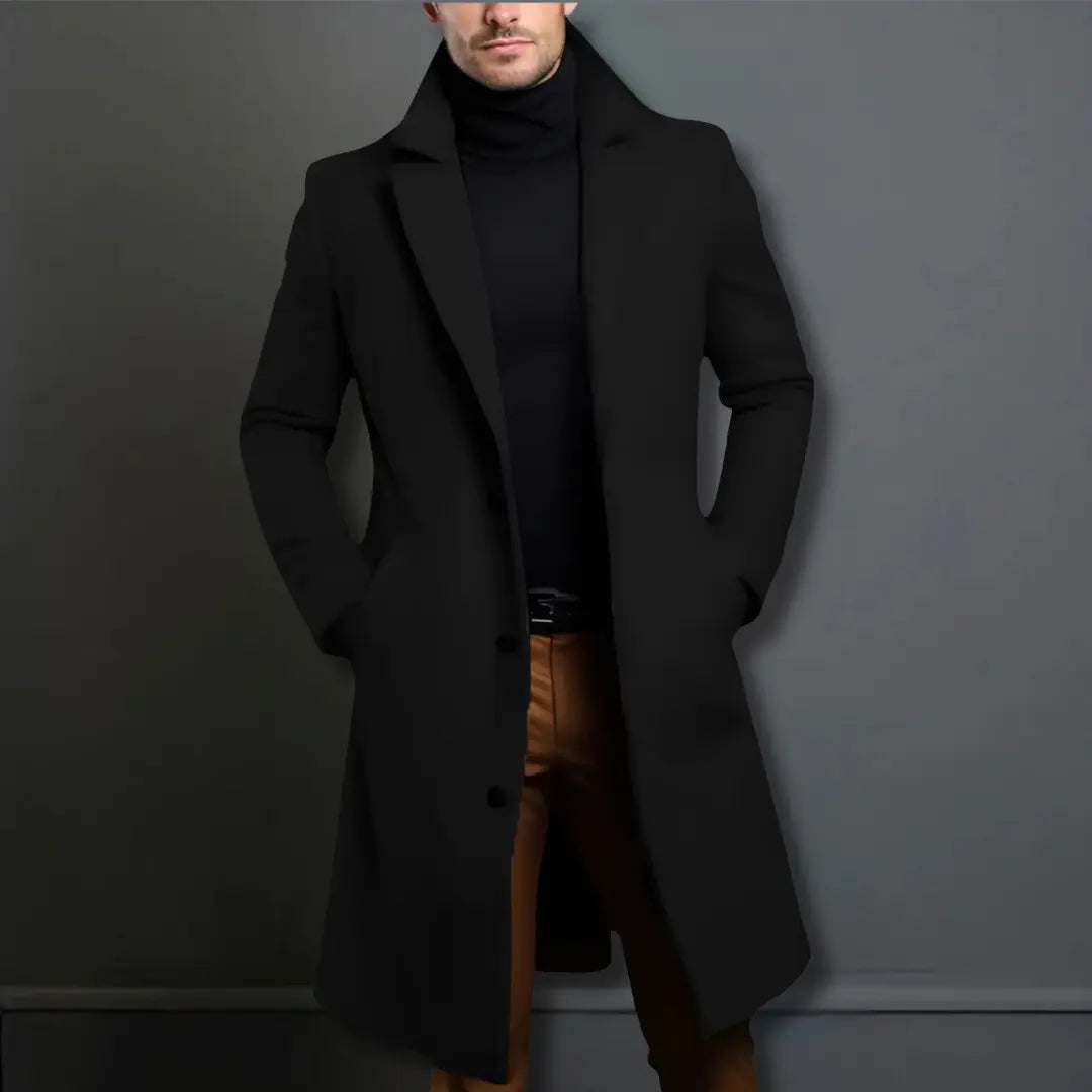 Men's Wool Blend Overcoat Classic Winter Coat Smart Casual Business
