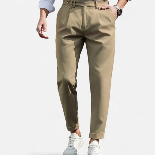 Slim Fit Suit Trousers Gray Stretch Fabric
