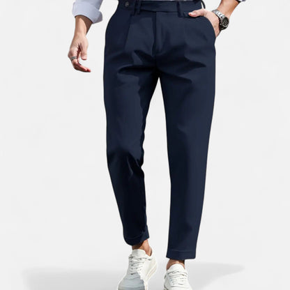 Slim Fit Suit Trousers Gray Stretch Fabric