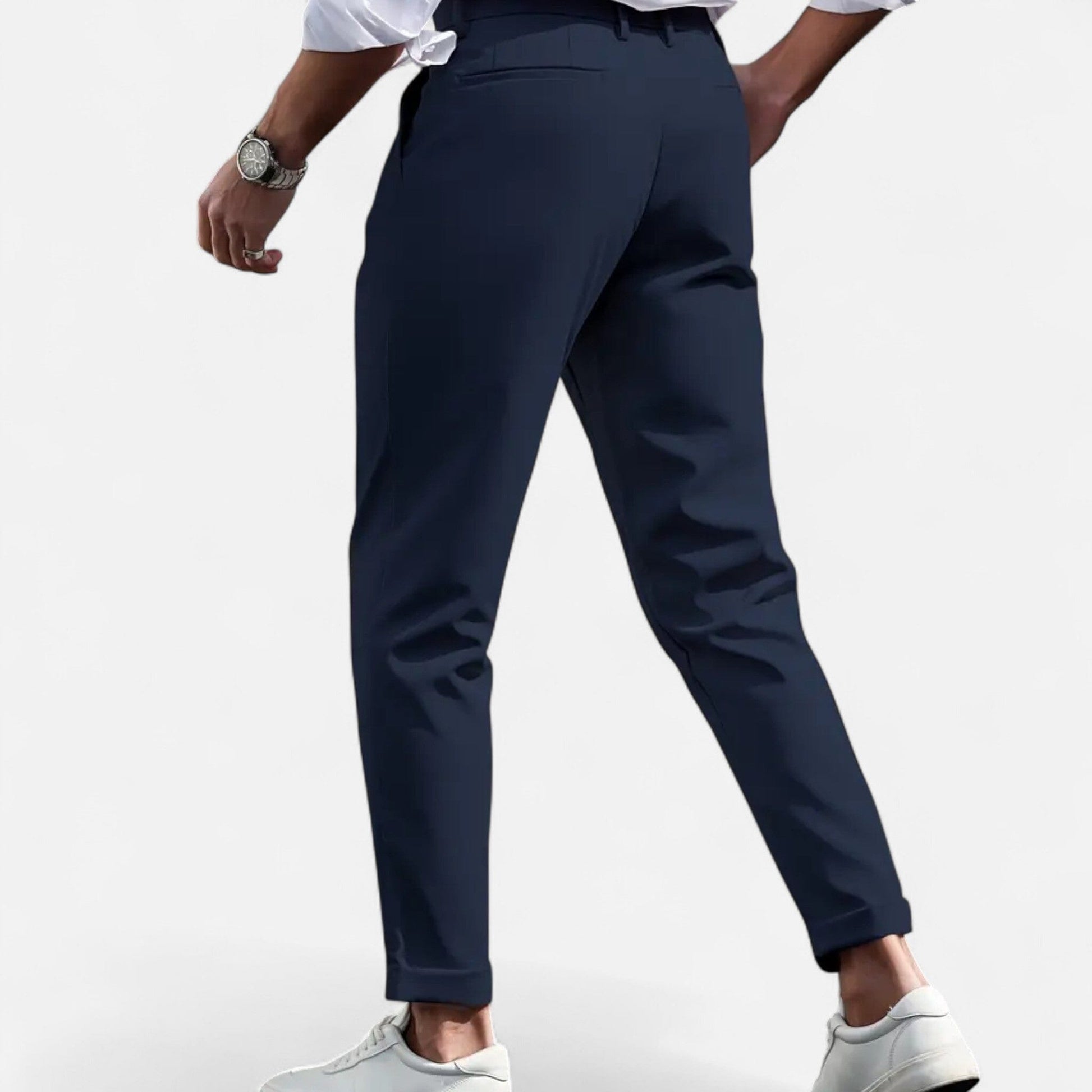 Slim Fit Suit Trousers Gray Stretch Fabric