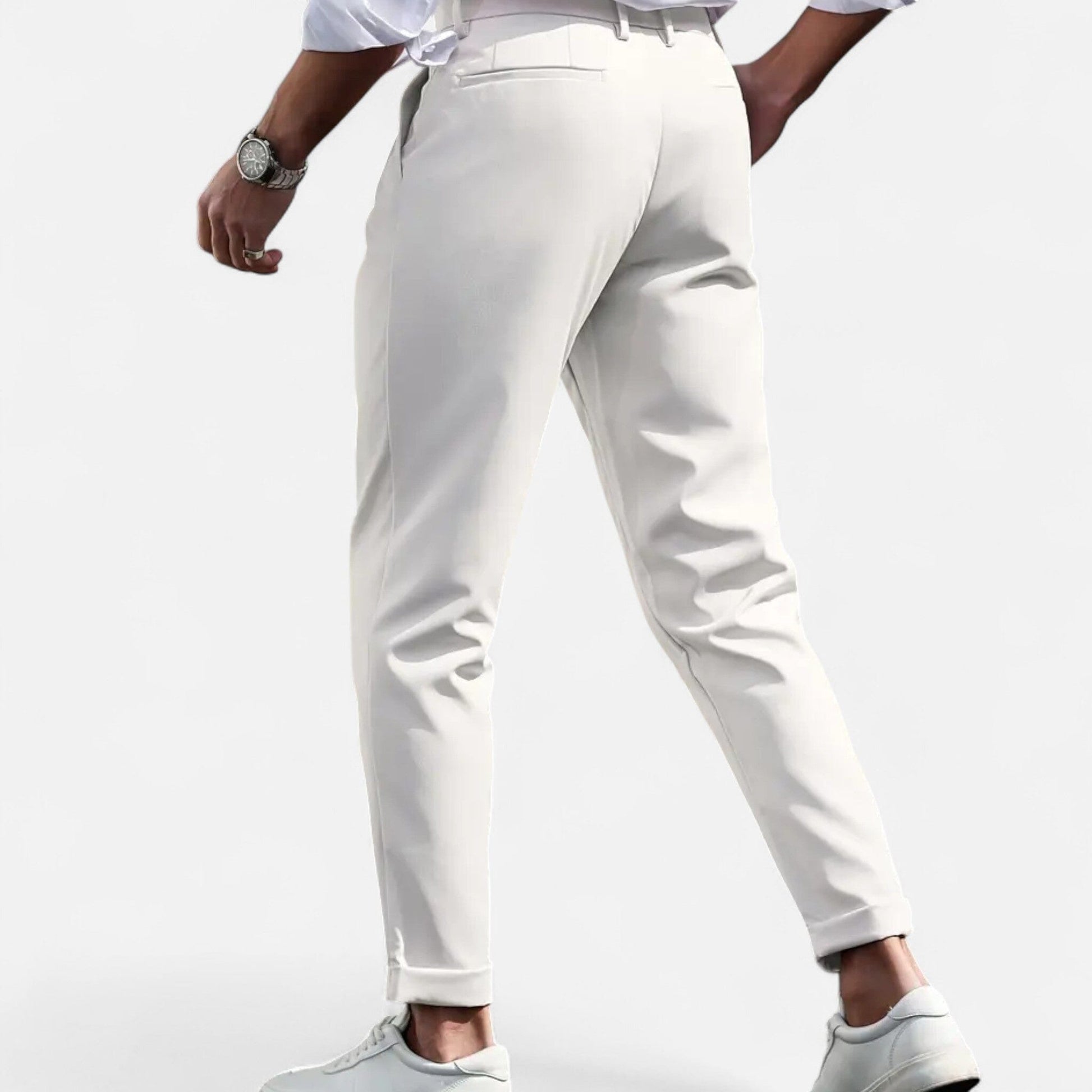 Slim Fit Suit Trousers Gray Stretch Fabric