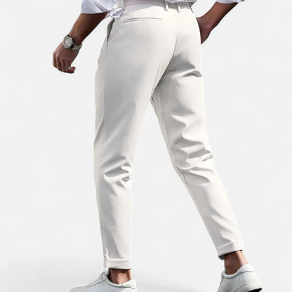 Slim Fit Suit Trousers Gray Stretch Fabric