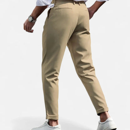 Slim Fit Suit Trousers Gray Stretch Fabric