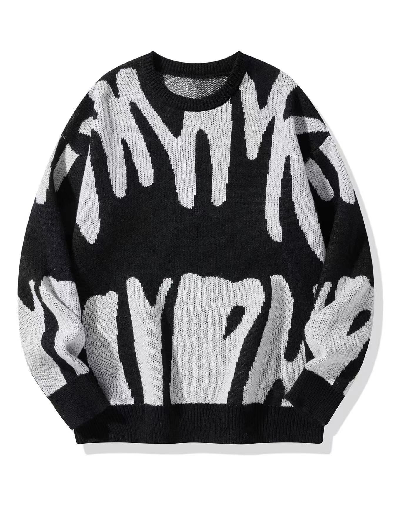 Men's Patterned Knit Sweatshirt Crew Neck Warm Casual Pullover