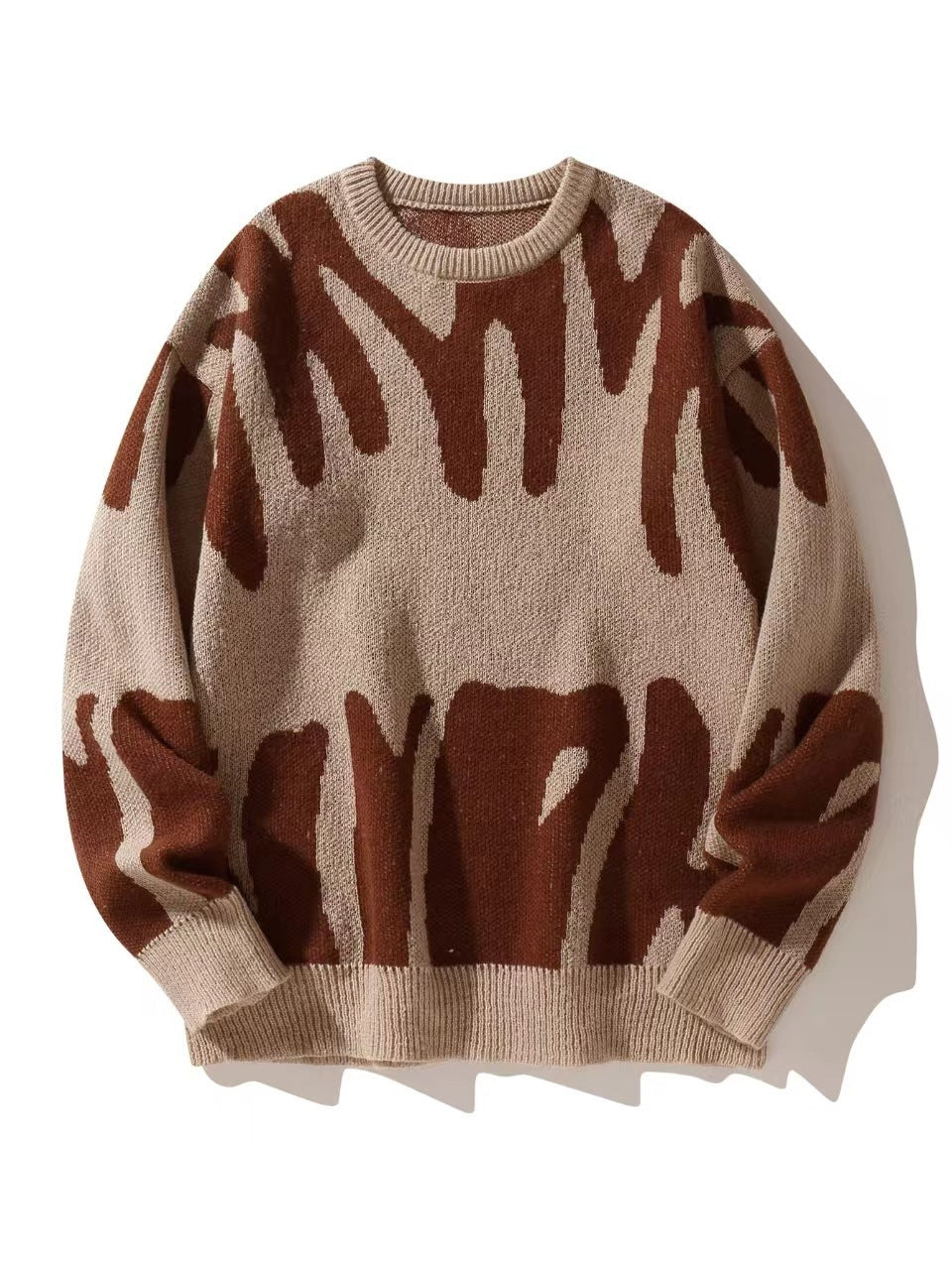 Men's Patterned Knit Sweatshirt Crew Neck Warm Casual Pullover