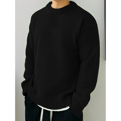 Men's Classic Knit Sweatshirt Crew Neck Soft Warm Pullover