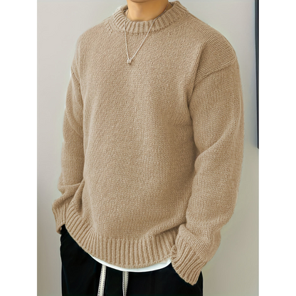 Men's Classic Knit Sweatshirt Crew Neck Soft Warm Pullover