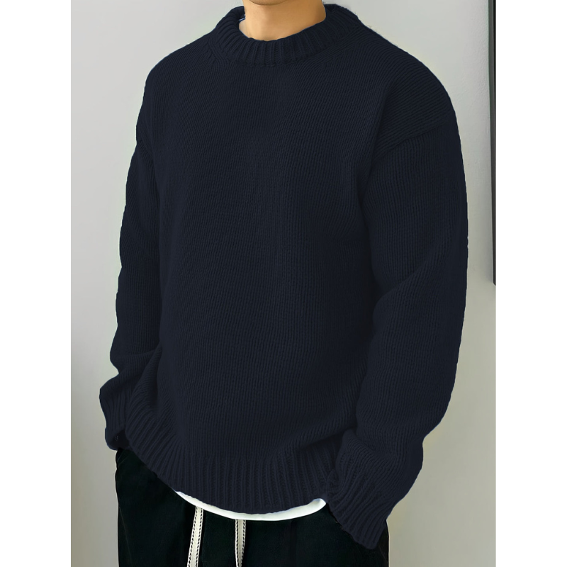 Men's Classic Knit Sweatshirt Crew Neck Soft Warm Pullover