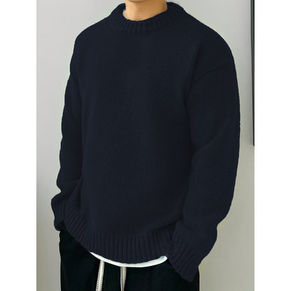 Men's Classic Knit Sweatshirt Crew Neck Soft Warm Pullover