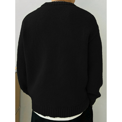Men's Classic Knit Sweatshirt Crew Neck Soft Warm Pullover