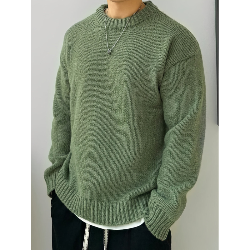 Men's Classic Knit Sweatshirt Crew Neck Soft Warm Pullover