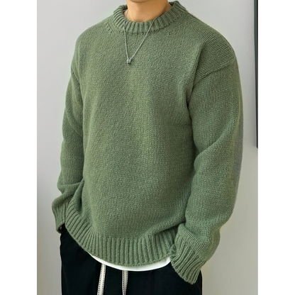 Men's Classic Knit Sweatshirt Crew Neck Soft Warm Pullover