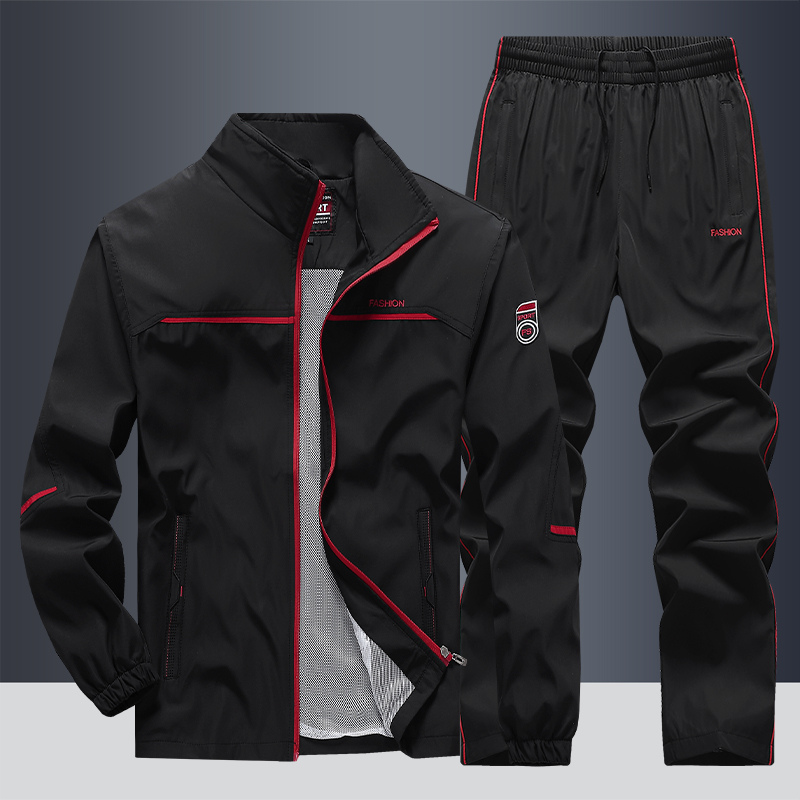 Men's Zip Up Tracksuit 2 Piece Stand Collar Jogger Set
