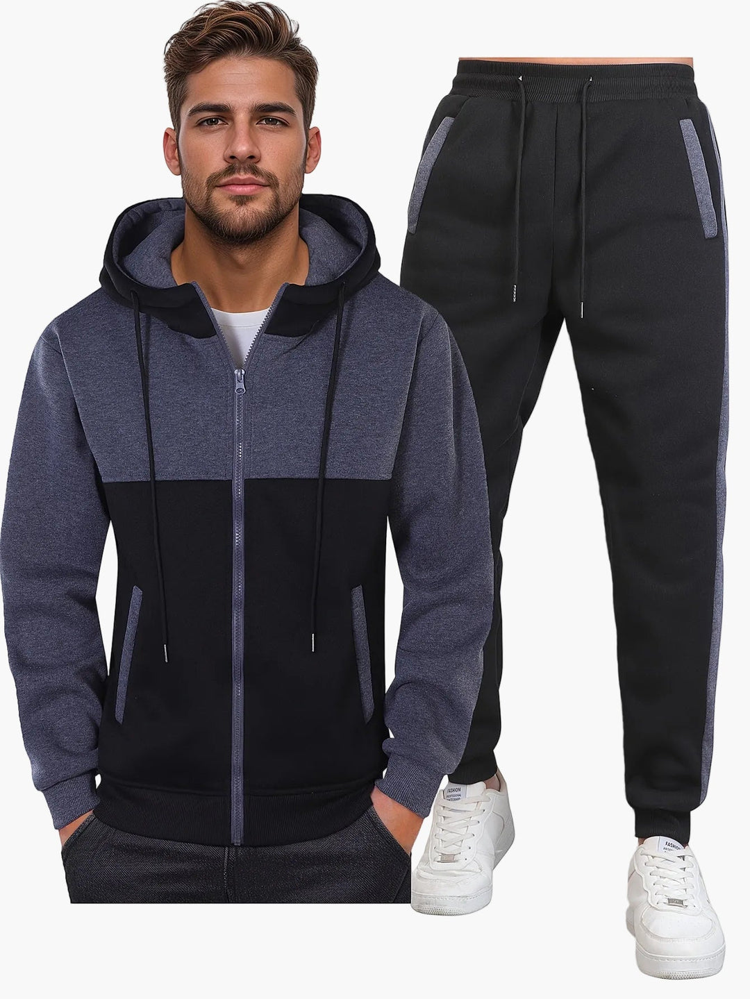 Men's Full Zip Hoodie Tracksuit 2 Piece Jogger Set