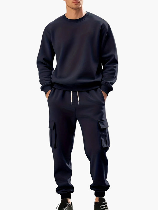 Men's Cargo Tracksuit 2 Piece Hoodie Jogger Set