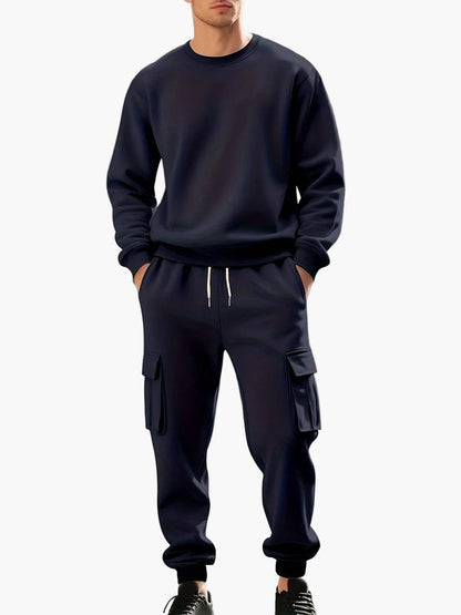 Men's Cargo Tracksuit 2 Piece Hoodie Jogger Set