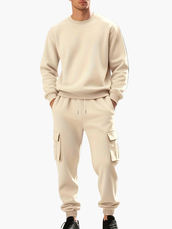 Men's Cargo Tracksuit 2 Piece Hoodie Jogger Set