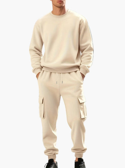Men's Cargo Tracksuit 2 Piece Hoodie Jogger Set
